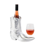 Silver Cowboy Boot Wine Chiller—Saddle Up for Celebration—This Wine Chiller Puts a Playful Western Spin on Entertaining