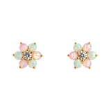 La Kaiser Tropical Opal Fleur Studs—As If Plucked From an Enchanted Tropical Forest, These Dreamy Studs Feature a Shimmering Center Stone With Gorgeous Pastel Opal Petals