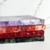 Handmade Resin Cheese Board & Knife Set—Each Board Boasts a Unique Organic Roca Edge, Giving It the Raw, Natural Look of Hewn Stone and Making Every Piece Truly One-of-a-Kind