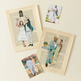 Custom Collage Couple's Portrait—Handcrafted From Printed Ephemera and Vintage Book Pages, This Unique Collage Transforms a Favorite Photo Into a Timeless Expression of Love