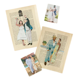 Custom Collage Couple's Portrait—Handcrafted From Printed Ephemera and Vintage Book Pages, This Unique Collage Transforms a Favorite Photo Into a Timeless Expression of Love
