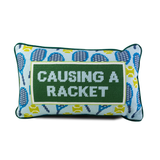Furbish Studio Causing a Racket Needlepoint Pillow—This Pillow Is for Those Who Bring Energy, Passion, and a Love for the Game, Always Causing a Racket in the Best Way Possible