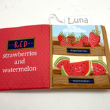 Personalized Baby Soft Book: Farmers Market Sensory Toy—Colors of the Farmers Market Fabric Book Is a Delightful Book With Colorful Fruits and Vegetables on Each Page