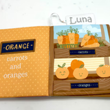 Personalized Baby Soft Book: Farmers Market Sensory Toy—Colors of the Farmers Market Fabric Book Is a Delightful Book With Colorful Fruits and Vegetables on Each Page