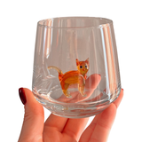Handmade Murano Glass Cat Wine Glass—Features a Hand-Blown 3D Glass Cat Figurine Inside