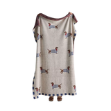 Parisian Dachshund Cotton Knit Patterned Throw Blanket—Serves as an Eye-Catching Accent Piece Whether Draped Over an Office Chair, a Living Room Sofa, or Folded at the Foot of a Bed