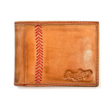 Rawlings Baseball Stitch Wallet—This Top Quality, Hand-Rubbed Calfskin Leather Wallet Features A Stylish Baseball Stitch Pattern To Show Off Your Love of The Game