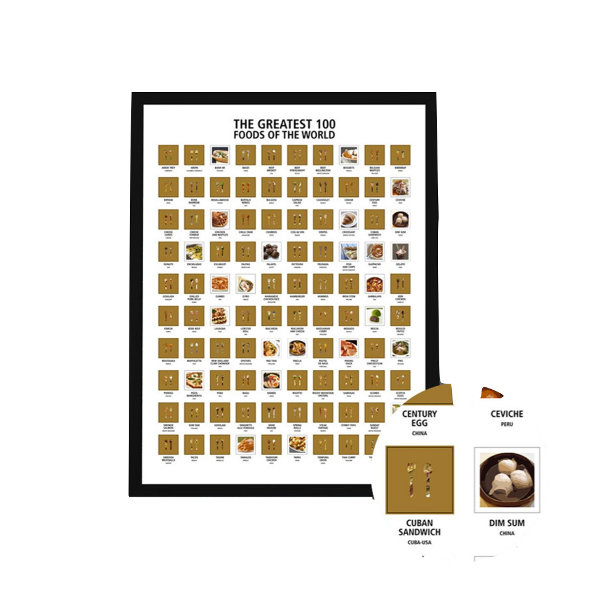 The Greatest 100 Foods of The World Scratch Off Travel Print - I Give Cool  Gifts