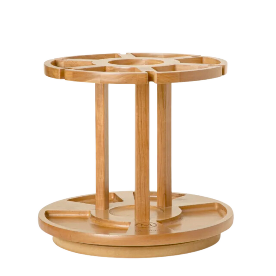 Personalized Wine & Cheese Carousel—This All-In-One Server Combines A Cheese Board, Wine Bar, And Lazy Susan In A Stylish, Cherry Wood Design