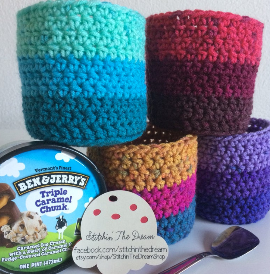 Ice Cream Pint Crochet Cozy Holder