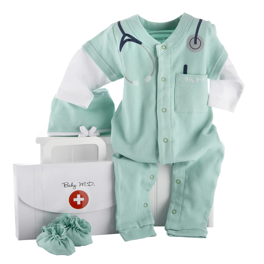 Baby M.D. Custom 3-Piece Gift Set—Your Baby Genius' Road to Med School Starts with this Bodysuit