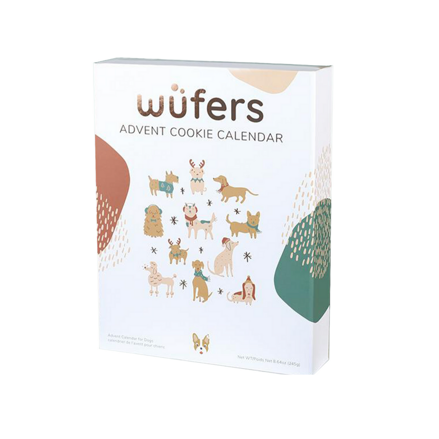 Wufers Cookie Advent Calendar for Dogs—A Boutique Illustrated Box of 24 Delicious Doggy Biscuits