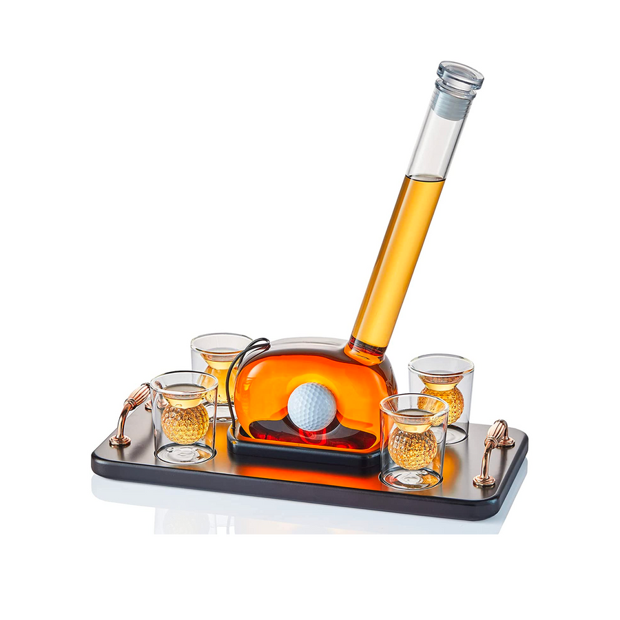 Golf Club Decanter Set—Fore Any Type Of Occasion, This Decanter Will Bring Out The Tiger In Any Fan of Spirits and Golf