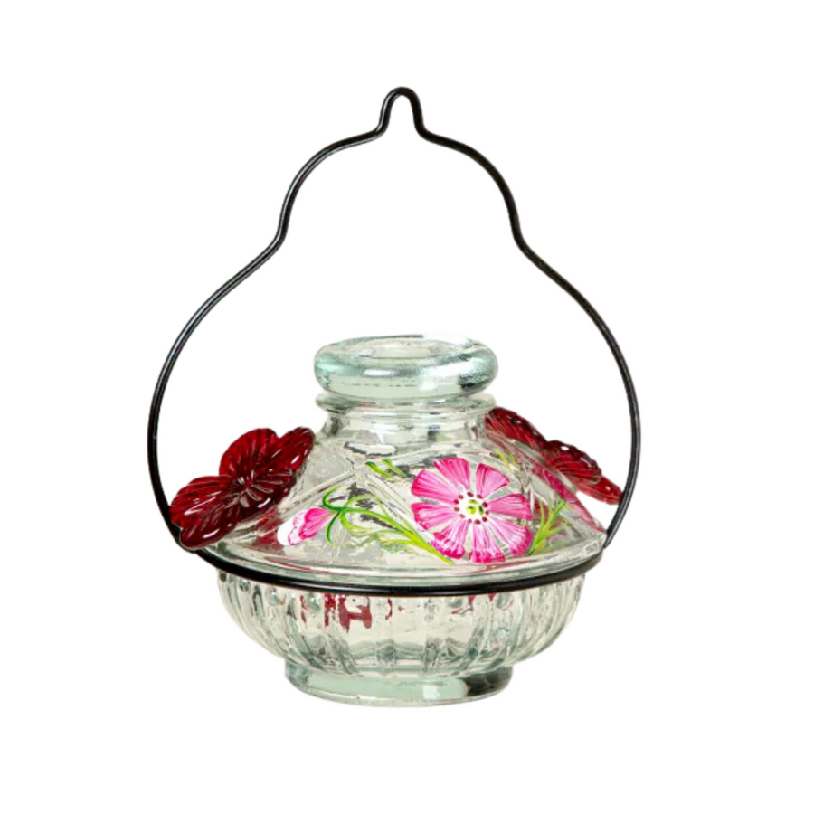Hand Painted Double Hummingbird Feeder—Serve Up Sweet Nectar With This Handblown Feeder Inspired By The Shape Of A Pot De Crème