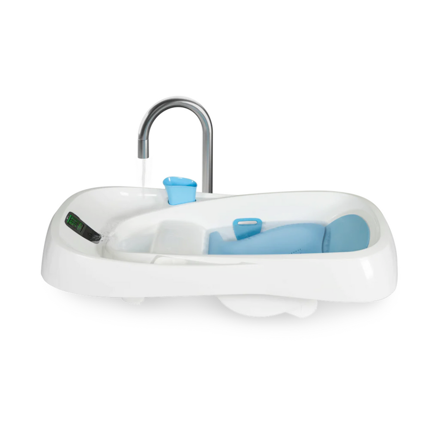 4Moms Cleanwater™ Tub—This Sink Attachment Features A Built-In Thermometer and Compartment System So Your Baby is Bathing in Warm, Clean Water