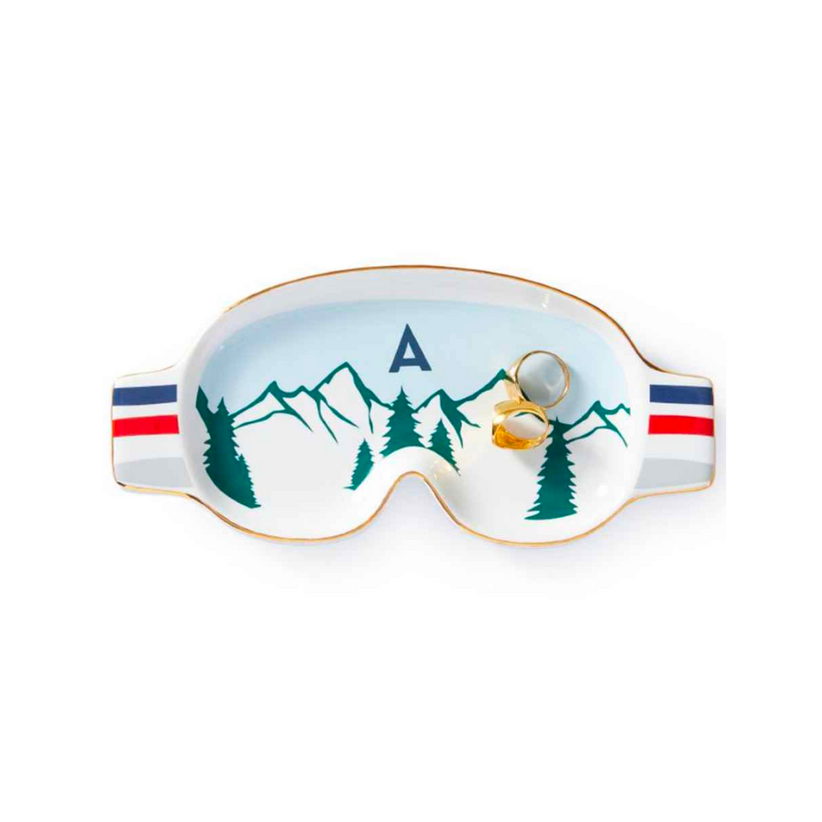 Mark & Graham Custom Ski Goggle Ceramic Catchall—An Homage To Classic Ski Style, This Ceramic Catchall Is Shaped Like A Sleek Pair Of Goggles With A Design Inspired By Scenic Views From The Slopes