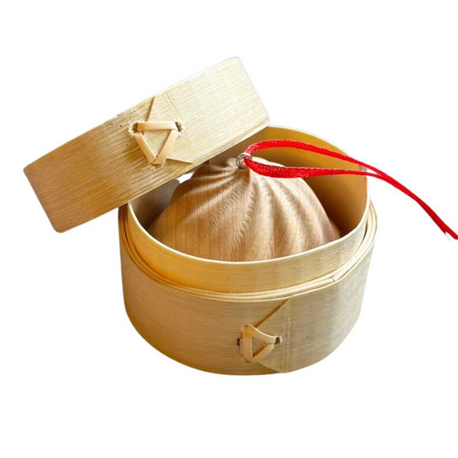 Soup Dumpling Ornament—Celebrate Taiwanese Culture and Culinary Artistry with This Meticulously Crafted Solid Wood Soup Dumpling