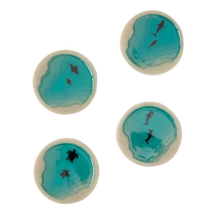 Island Reef Coasters—Richly Colored Turquoise Resin and Real Beach Sand Turn This Set of Four Coasters into Oceanic Art