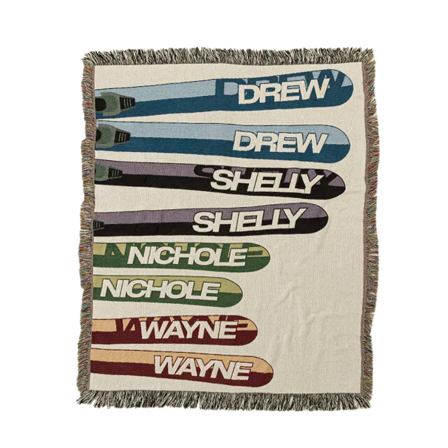 Snow Much Love Personalized Ski Blanket—When The Slopes Are Your Second Home, This Personalized Woven Cotton Blanket Keeps Away Chills While Warming The Heart