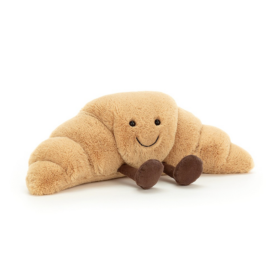 Jellycat Amuseable Croissant—This Scrummy Scamp Has a Big Sunny Smile and Cordy Boots au Chocolat