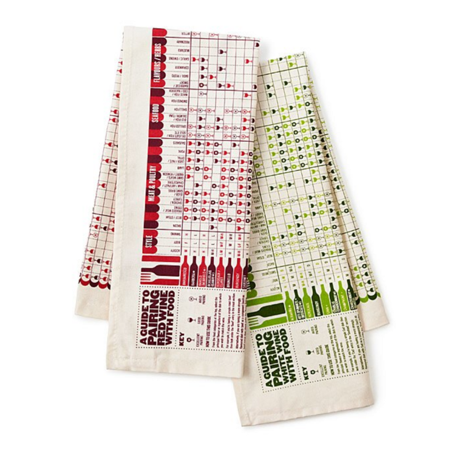 Wine Pairing Towel Set— Each Of These Towels Covers 68 Popular Wines And 56 Different Foods, For 3,808 Possible Pairings
