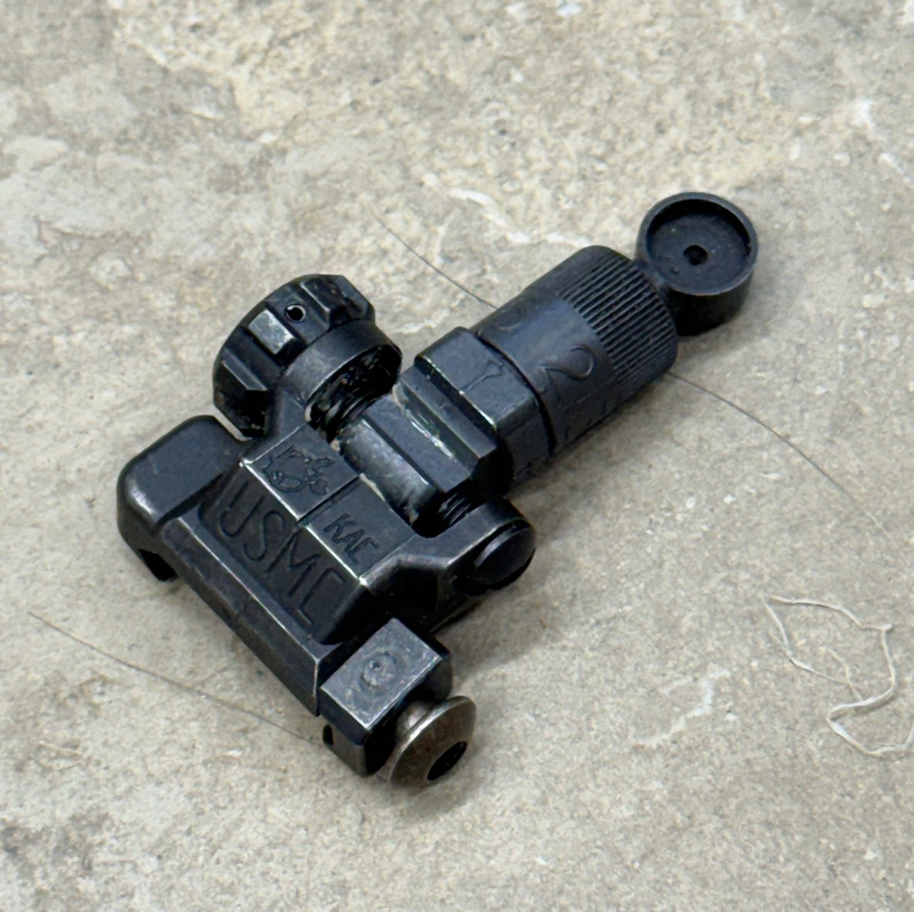Knights Armament Micro 600m Rear Flip Up Sight USMC Marked
