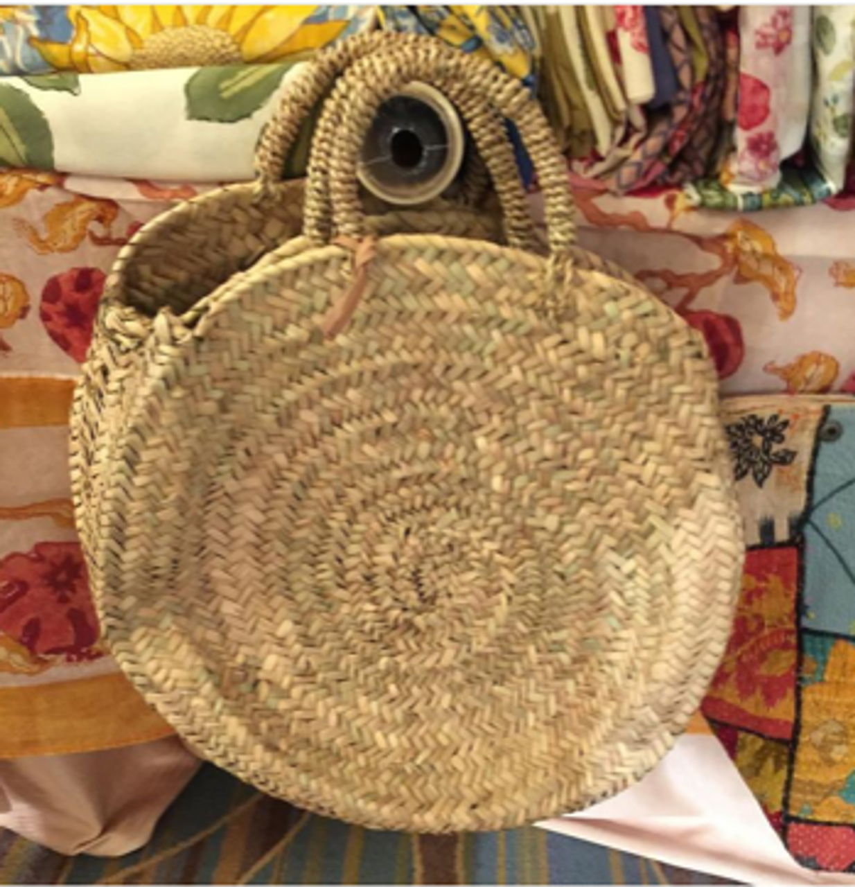 Round Straw Bag Handmade Wicker Bag French Basket Beach Bag 