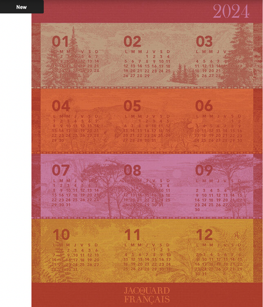 Calendar tea or dish towel by Jacquard Francais