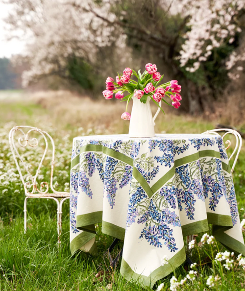 Wisteria Blue Green Tablecloth