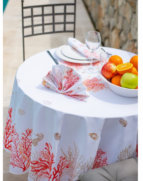 Lagoon Coral Coated Tablecloth