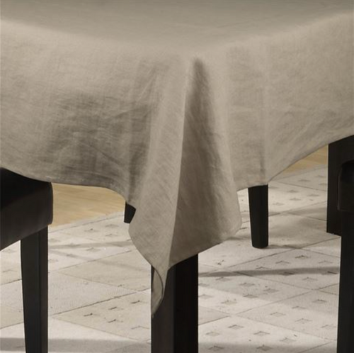 Initiale Natural Linen Tablecloth 62" x 110"