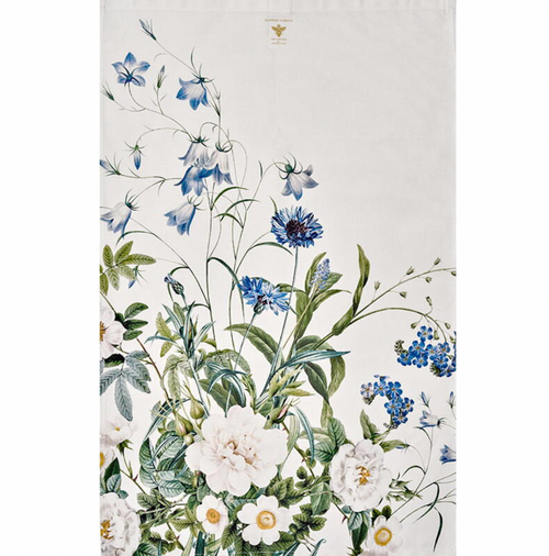 Blue Organic Cotton Flower Garden, Kitchen Towel