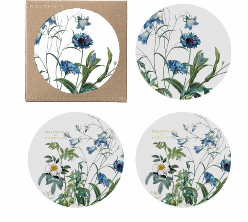 Blue Flower Garden Coasters, Pack of 4