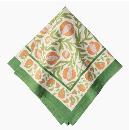 Grenadine Orange and Green  Napkins, set of 6