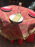 PAIR OUR ORGANZA WITH 110"  GREEN OR RED ROUND PROVENCE TABLECLOTH