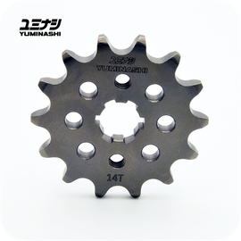 Direct replacement 14-tooth 420 pitch front sprocket for classic Honda ST70 Dax and CT70 Trail restorations.