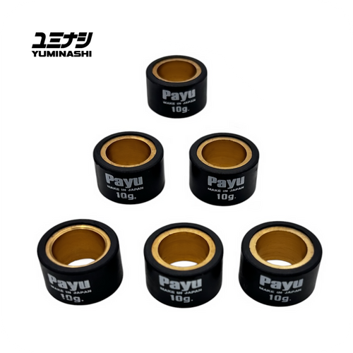 YUMINASHI/PAYU 10 GR. ROLLER WEIGHT SET (Ø20x12) (6PCS/SET) (YAMAHA AEROX / NMAX / TRICITY)