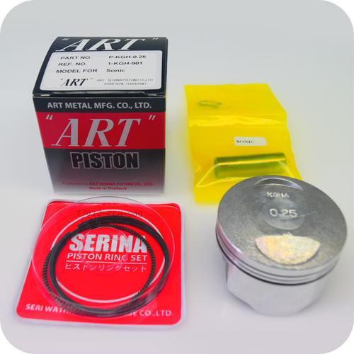 GENUINE "ART" 58.25MM (0.25) PISTON ASSY / 13MM PIN (CBR125R ('04- ) / SONIC125R / SONIC125RS) (K-KGH-0.25) (13102-KGH-315 / 13102-KGH-325) GENUINE "ART" 58.25MM (0.25) PISTON ASSY / 13MM PIN (CBR125R ('04- ) / SONIC125R / SONIC125RS) (K-KGH-0.25) (13102-KGH-315 / 13102-KGH-325)