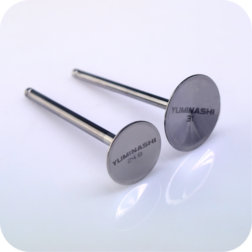 YUMINASHI STAINLESS VALVES SET, 31/24.8MM (PCX) 79MM HEIGHT (150-HEAD CUSTOM PART) (14722-KZY-31S)