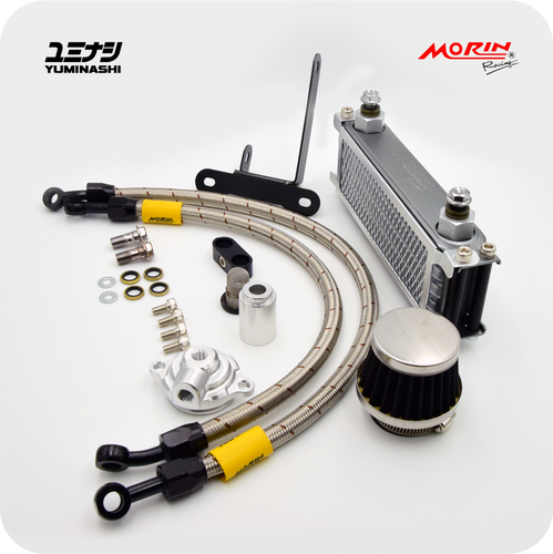 YUMINASHI EDITION MORIN 4-ROW OIL COOLER SET WITH AIR FILTER & MESH GUARD (EURO-5 Z125 MONKEY) (15600-K0F-T00R)