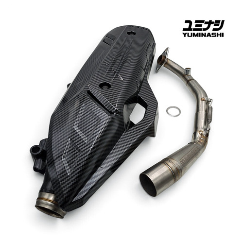 YUMINASHI SOUND ADJUST STAGE-1 EXHAUST SYSTEM & HEATSHIELD COMBO (STD HEAD ADV160 | CLICK160 | PCX125/160) (18300-K1Z-SA1C)