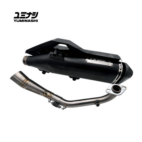 YUMINASHI SOUND ADJUST STAGE-1 EXHAUST SYSTEM & HEATSHIELD COMBO (STD HEAD ADV160 | CLICK160 | PCX125/160) (18300-K1Z-SA1C)