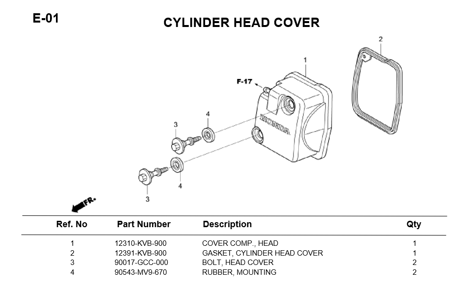 E-1-CYLINDER HEAD COVER ENGINE PARTS