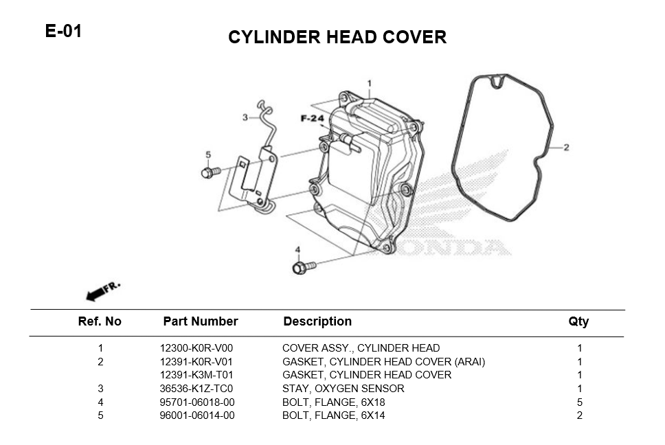 E-01-CYLINDER HEAD COVER FOR HONDA PCX160 2025