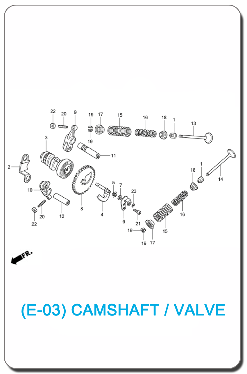 E-03-CAMSHAFT/VALVE FOR HONDA CLICK110 2007 SMALL INDEX PICTURE
