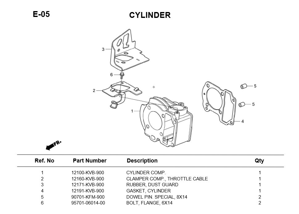 E-05-CYLINDER FOR HONDA CLICK110 2007 ENGINE PARTS