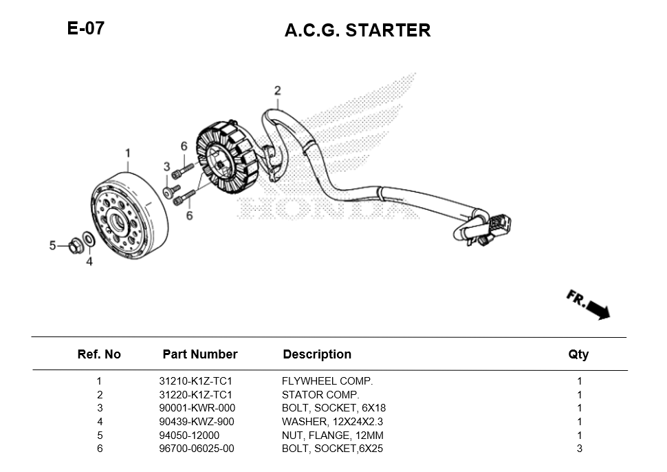 E-07-A.C.G.STARTER FOR HONDA PCX160 2025