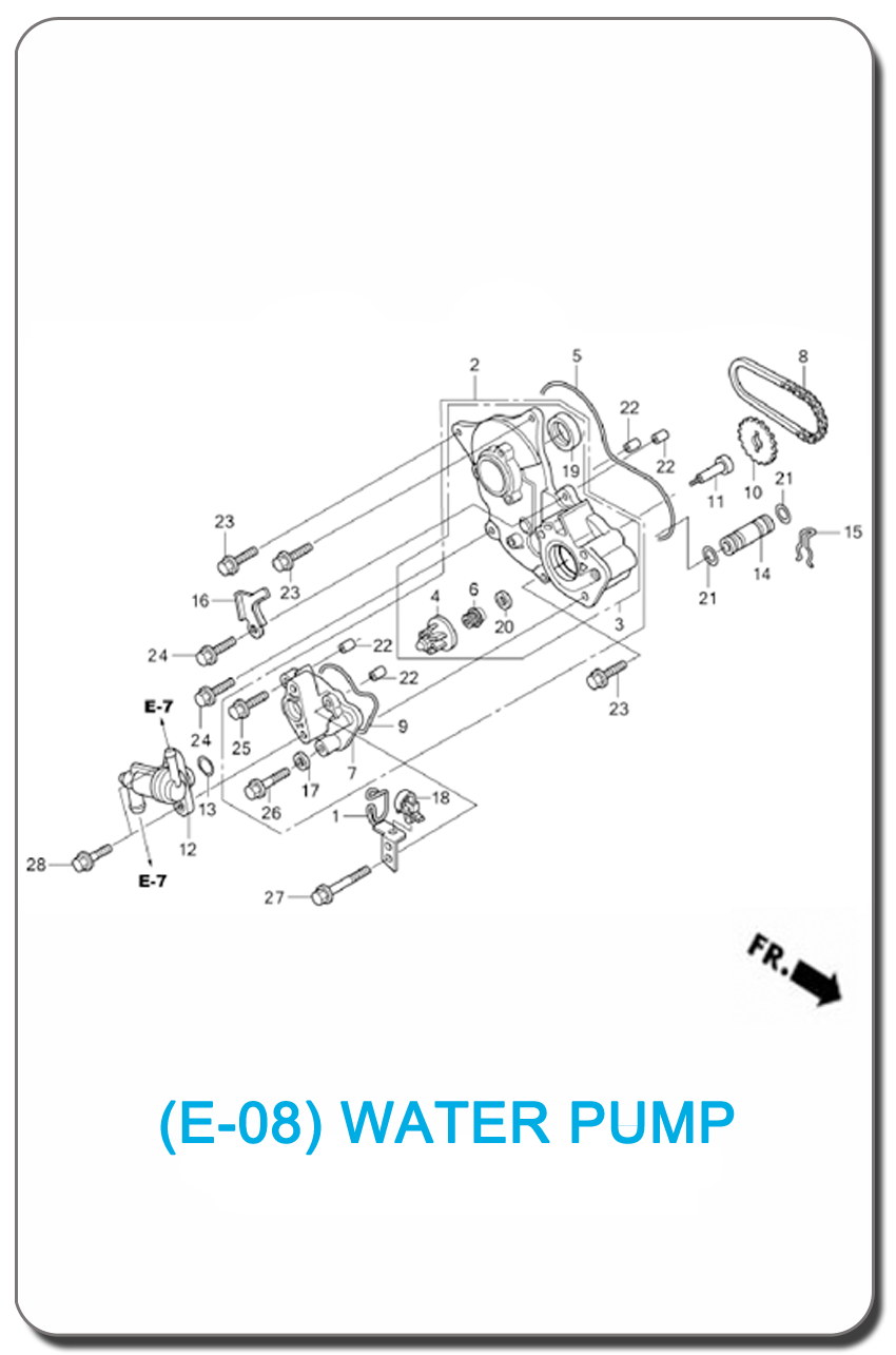 E-08-WATER PUMP FOR HONDA CLICK110 2007 MALL INDEX PICTURE