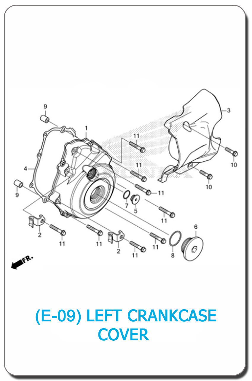 E-09-LEFT CRANKCASE COVER HONDA WAVE125i 2023 SMALL INDEX PICTURE