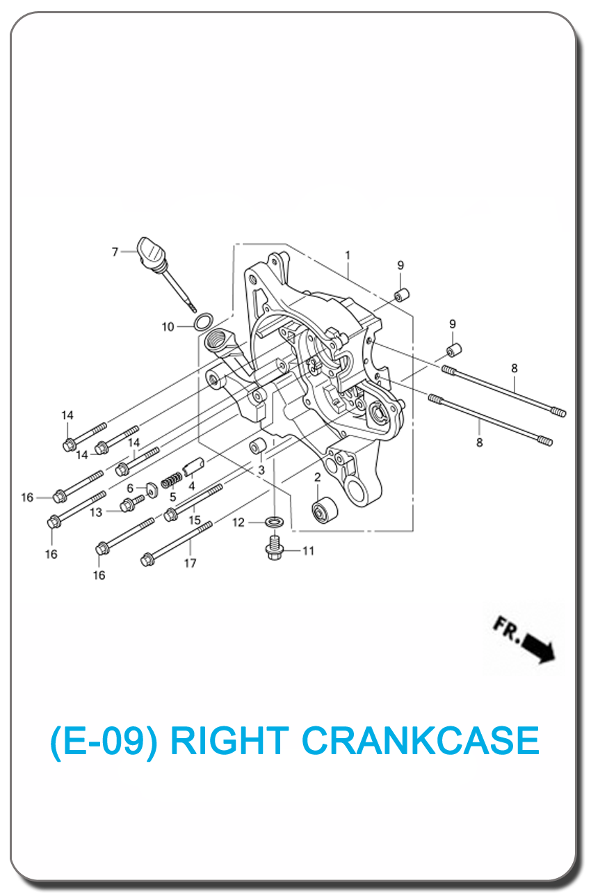 E-09-RIGHT CRANKCASE FOR HONDA CLICK110 2007 MALL INDEX PICTURE